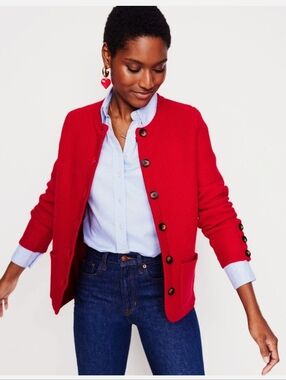 Boden Red Textured Knit Cardigan